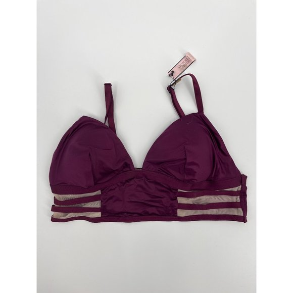 Victoria's Secret‎ Size M Maroon Mesh Panel Adjustable Strap Wire Free Bralette - Picture 1 of 5